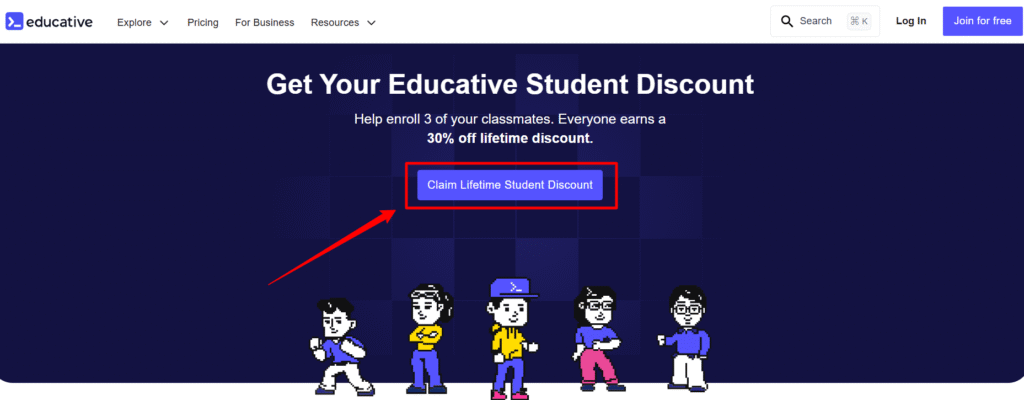 Click on Claim Lifetime Student Discount